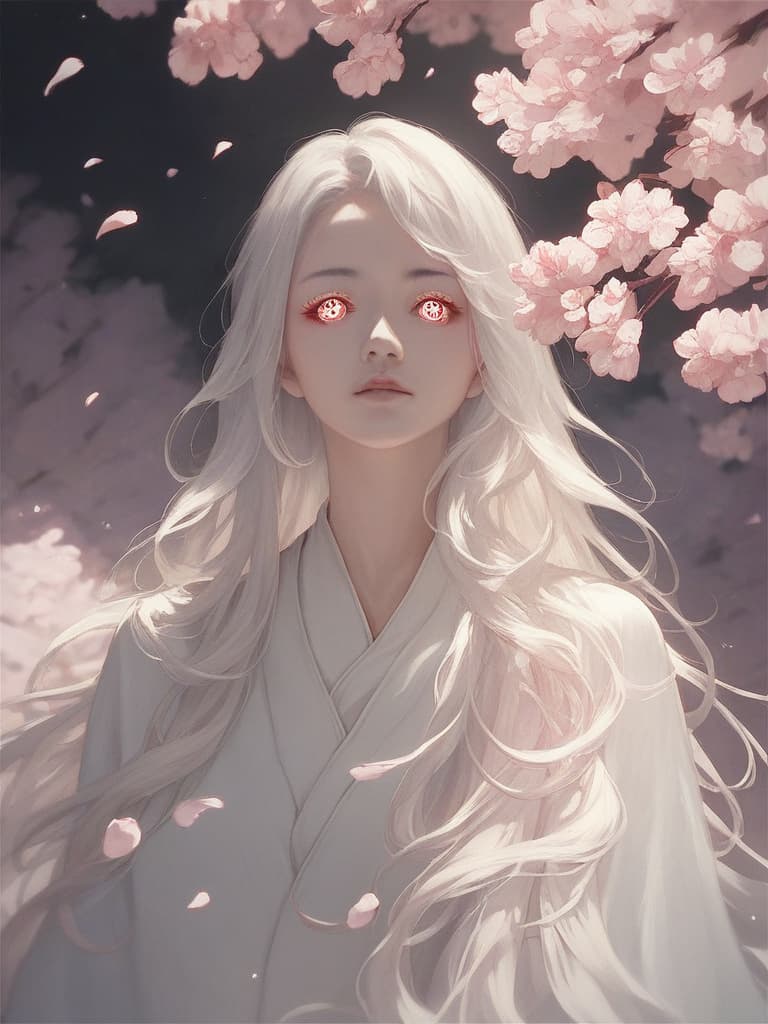 AutismMix SDXL — score_9, score_8_up, score_7_up, anime illustration of a girl with long flowing hair under cherry blossoms, soft cel shading, detailed eyes, vibrant