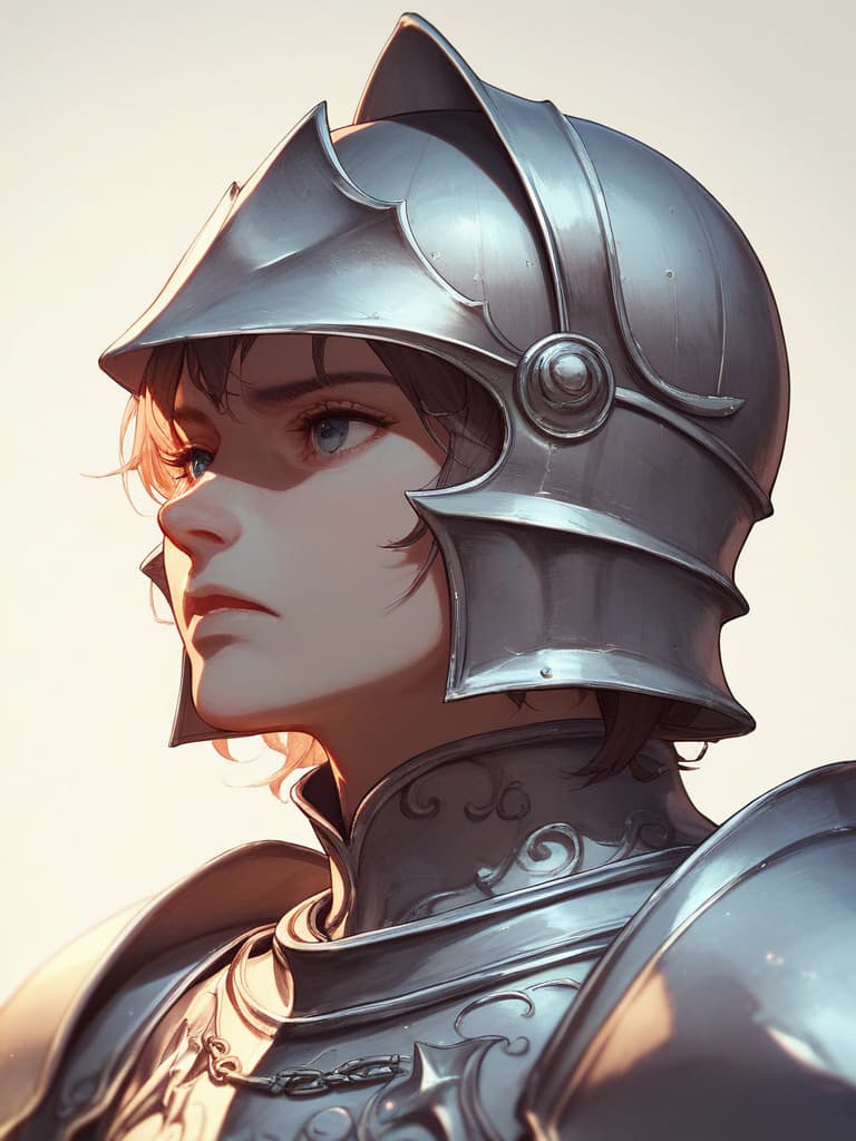 AutismMix SDXL: anime portrait of a knight in ornate armor, dramatic lighting, highly detailed, illustration