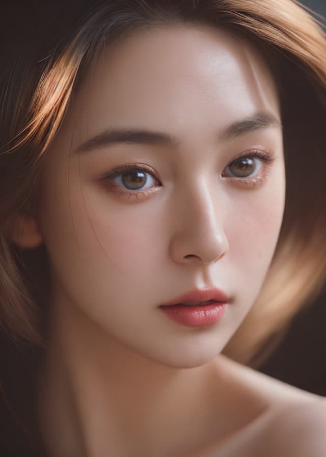 majicMIX realistic — cinematic studio portrait of a woman, 85mm lens, soft rim lighting, flawless photoreal skin
