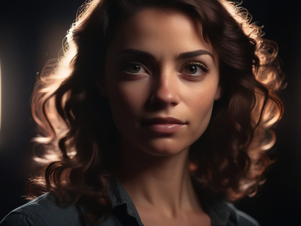 ProtoVision XL — cinematic studio portrait of a woman, 85mm lens, soft rim lighting, flawless photoreal skin