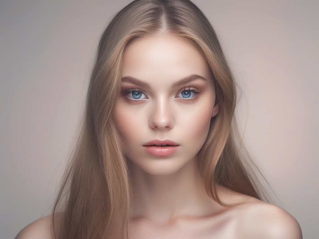 RealVisXL V5.0 — beauty portrait on a clean studio backdrop, soft even light, detailed eyes and skin texture