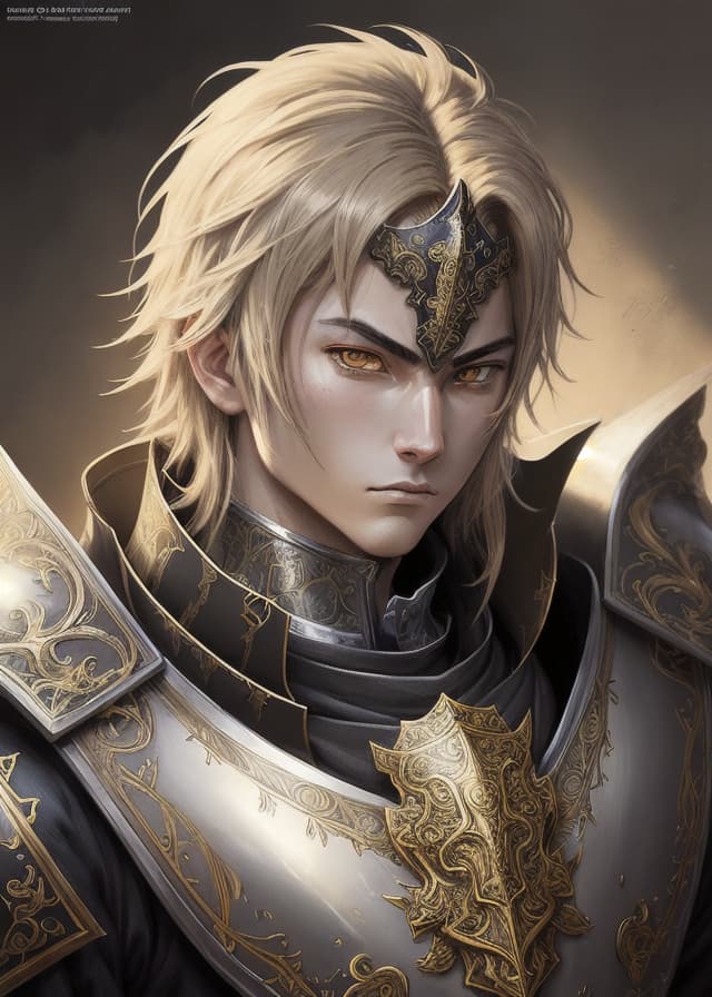 ReV Animated: anime portrait of a knight in ornate armor, dramatic lighting, highly detailed, illustration